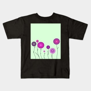 Flowers on pastel green with dots Kids T-Shirt